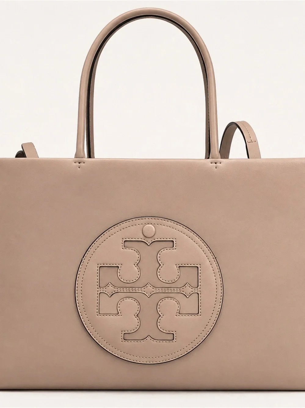 Tory Burch Taupe Leather Logo Tote